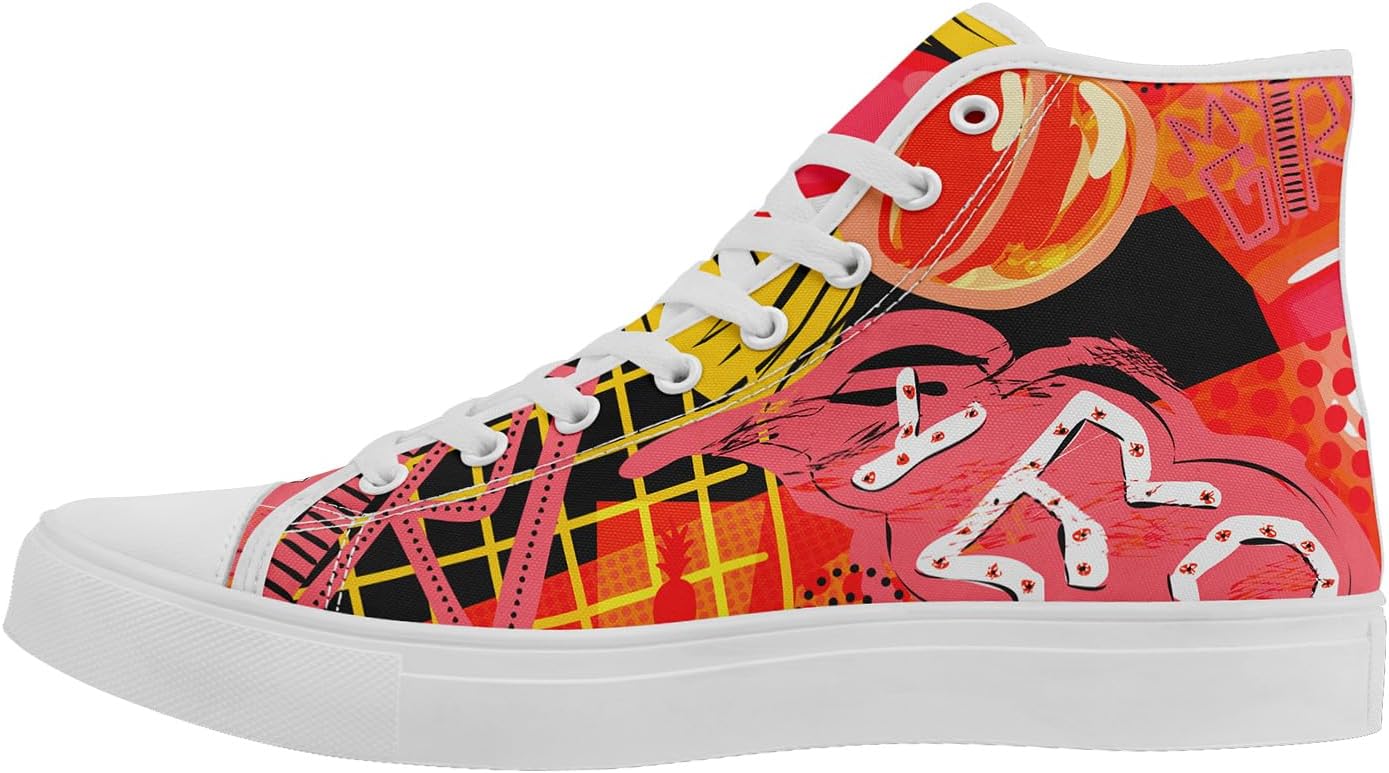 

Модные высокие кеды-граффити для мужчин и женщин, легкие стильные текстильные кроссовки, плоская подошва, дышащая обувь для студентов Coolcustomize, белый/черный/красный/оранжевый/розовый