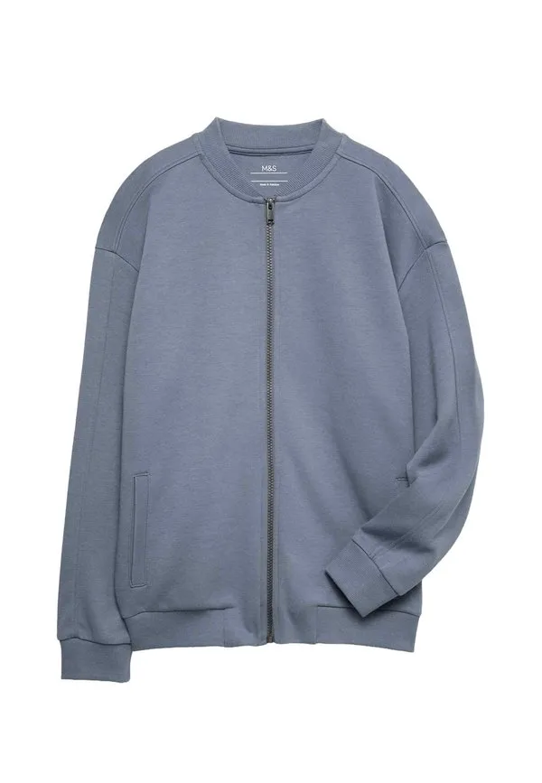 Толстовка на молнии из плотного трикотажа Marks & Spencer, Air Force Blue