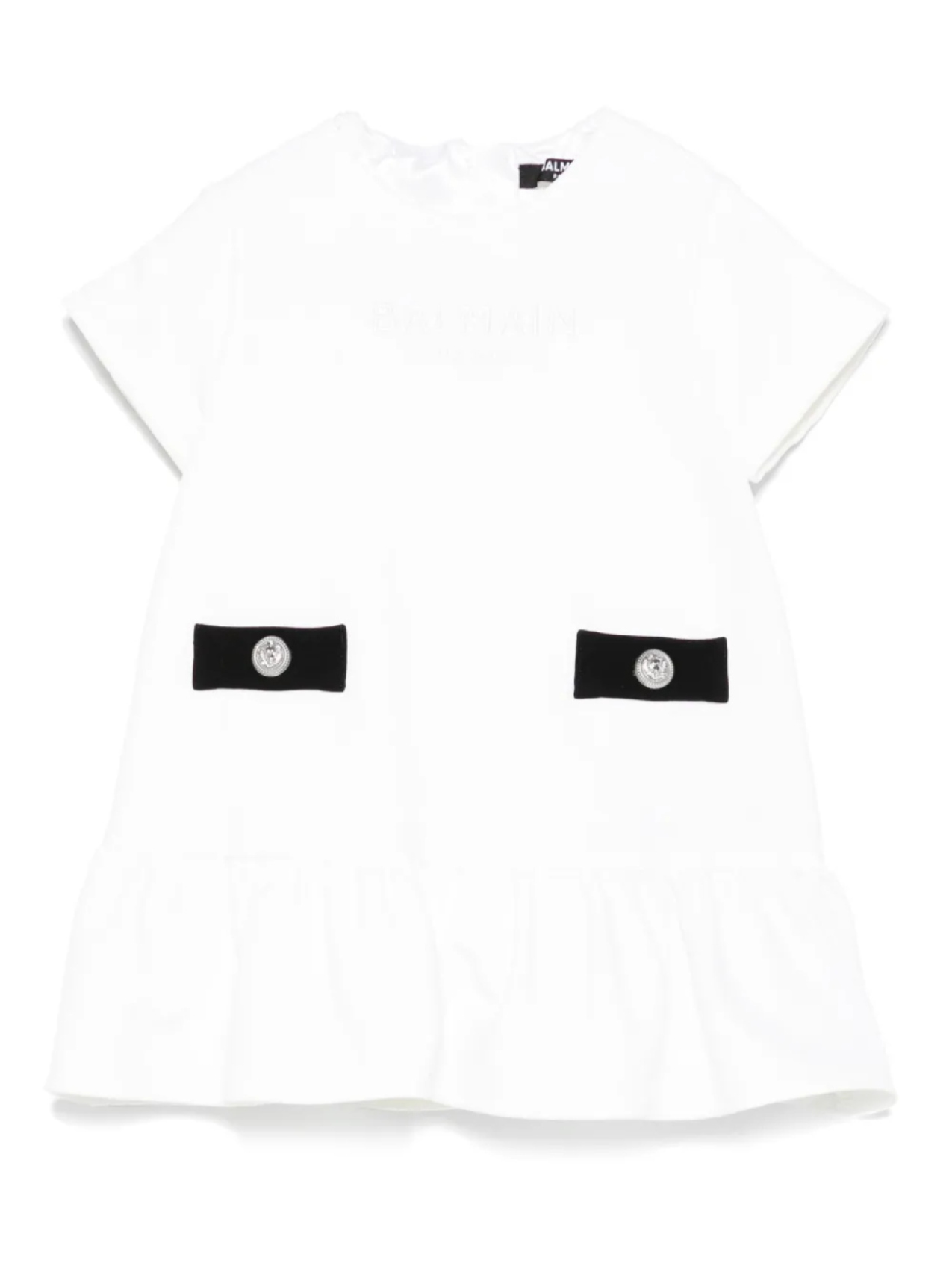 

Комплект платья с вышитым логотипом Balmain Kids, белый