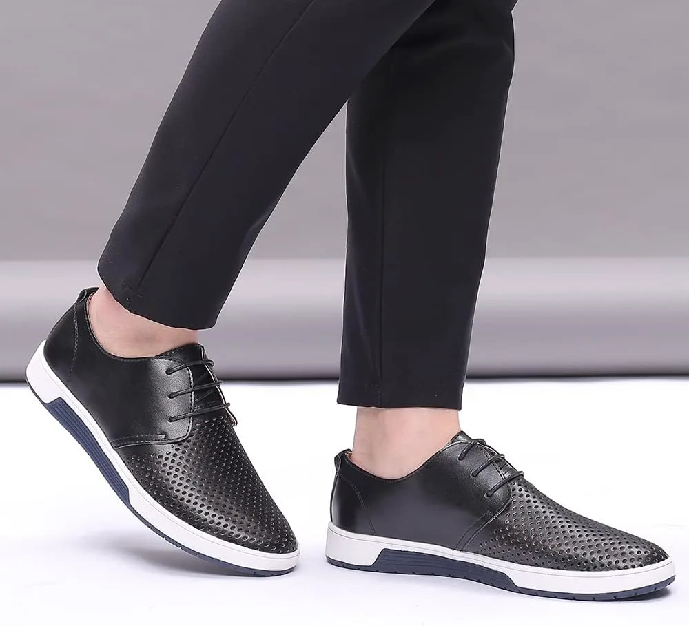 

Мужские летние туфли LLTMALL Oxford с вырезами, дышащие с шнуровкой, плоские кроссовки, черный