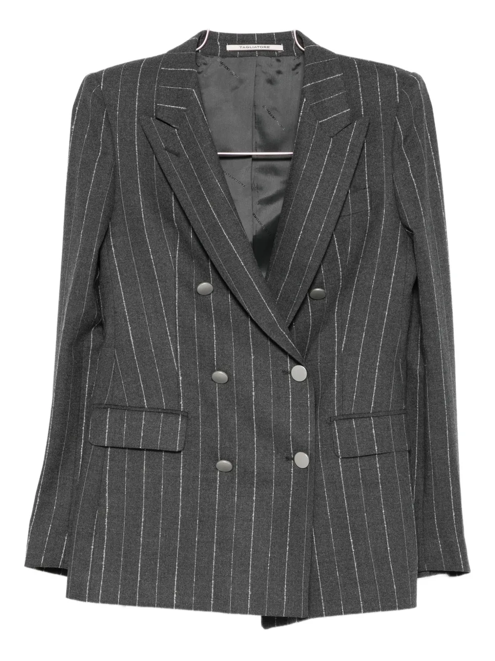 

Двубортный пиджак в тонкую полоску Tagliatore, серый