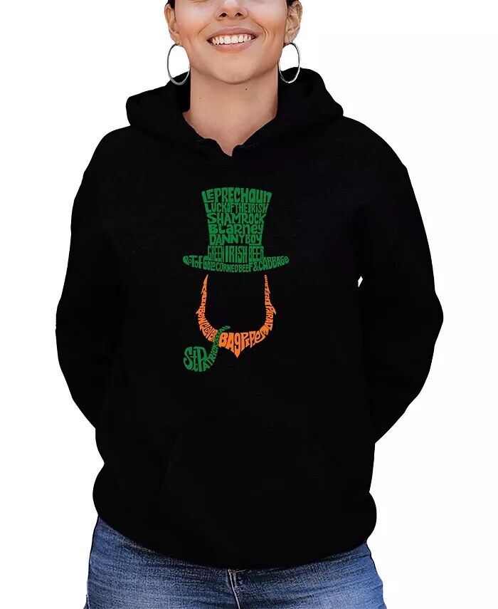 

Женская толстовка с капюшоном Leprechaun Word Art LA Pop Art, черный