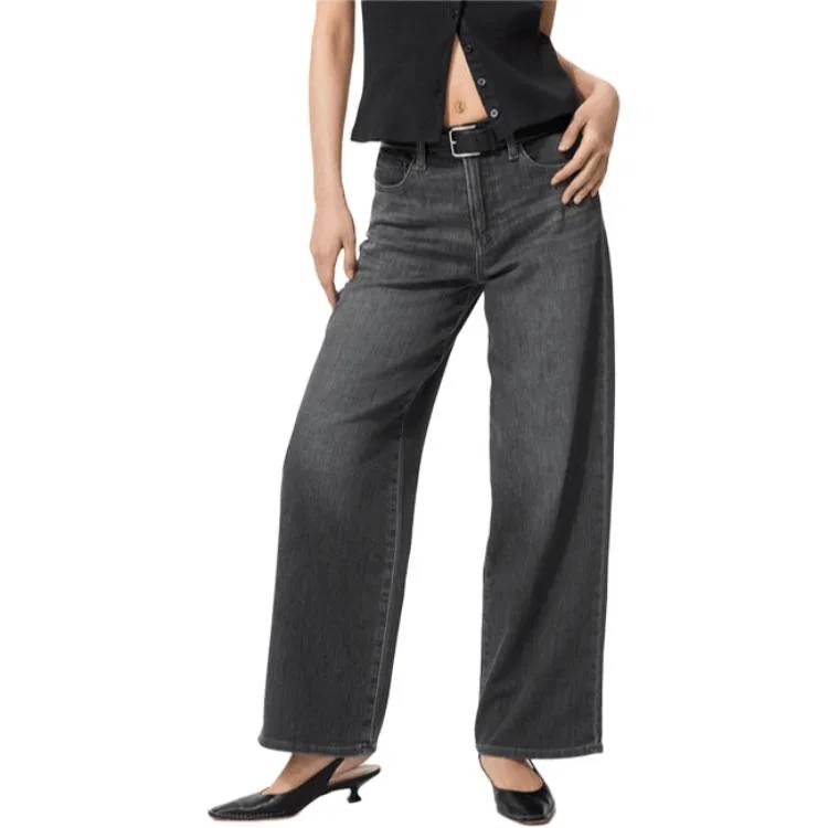 Джинсы прямые умеренные UNIQLO Asphalt Gray