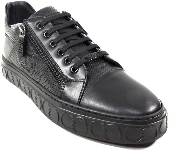 

Мужские черные кожаные кроссовки Casadei с молнией для комфорта и моды
