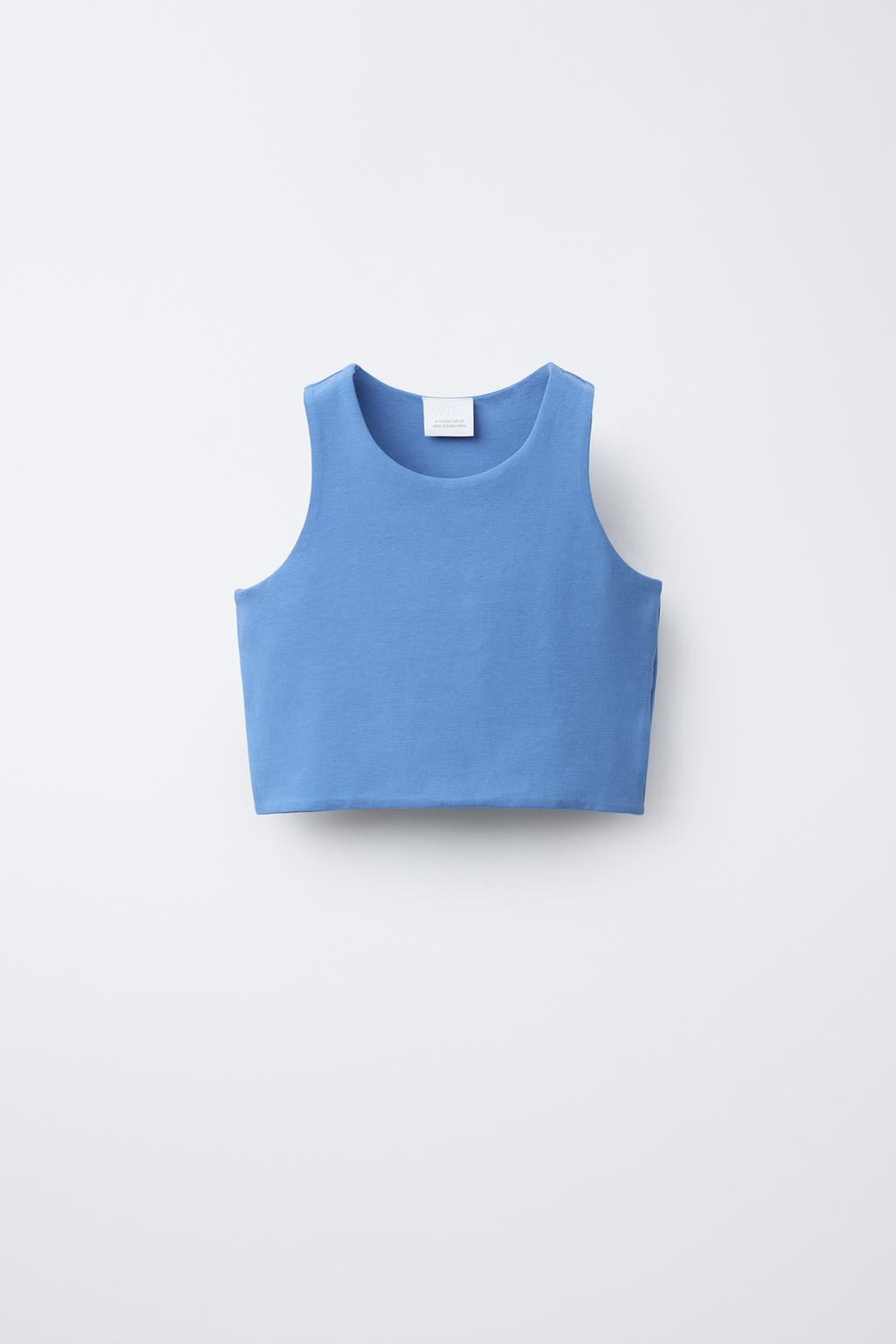 

Укороченный топ на бретельках ZARA, цвет Bluish