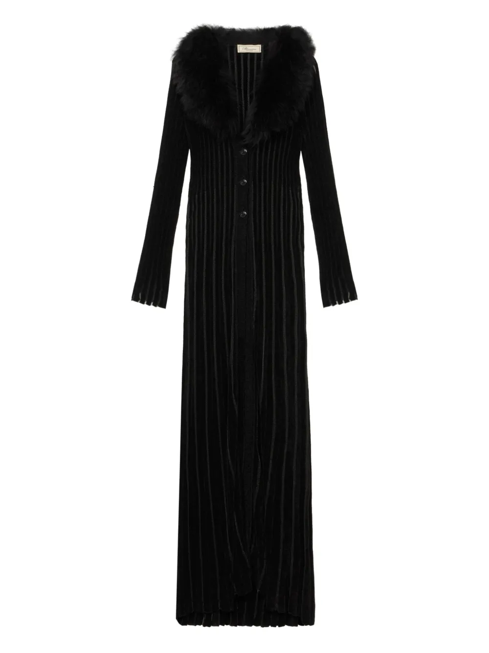 

Пальто в рубчик с воротником из искусственного меха BLUMARINE, черный