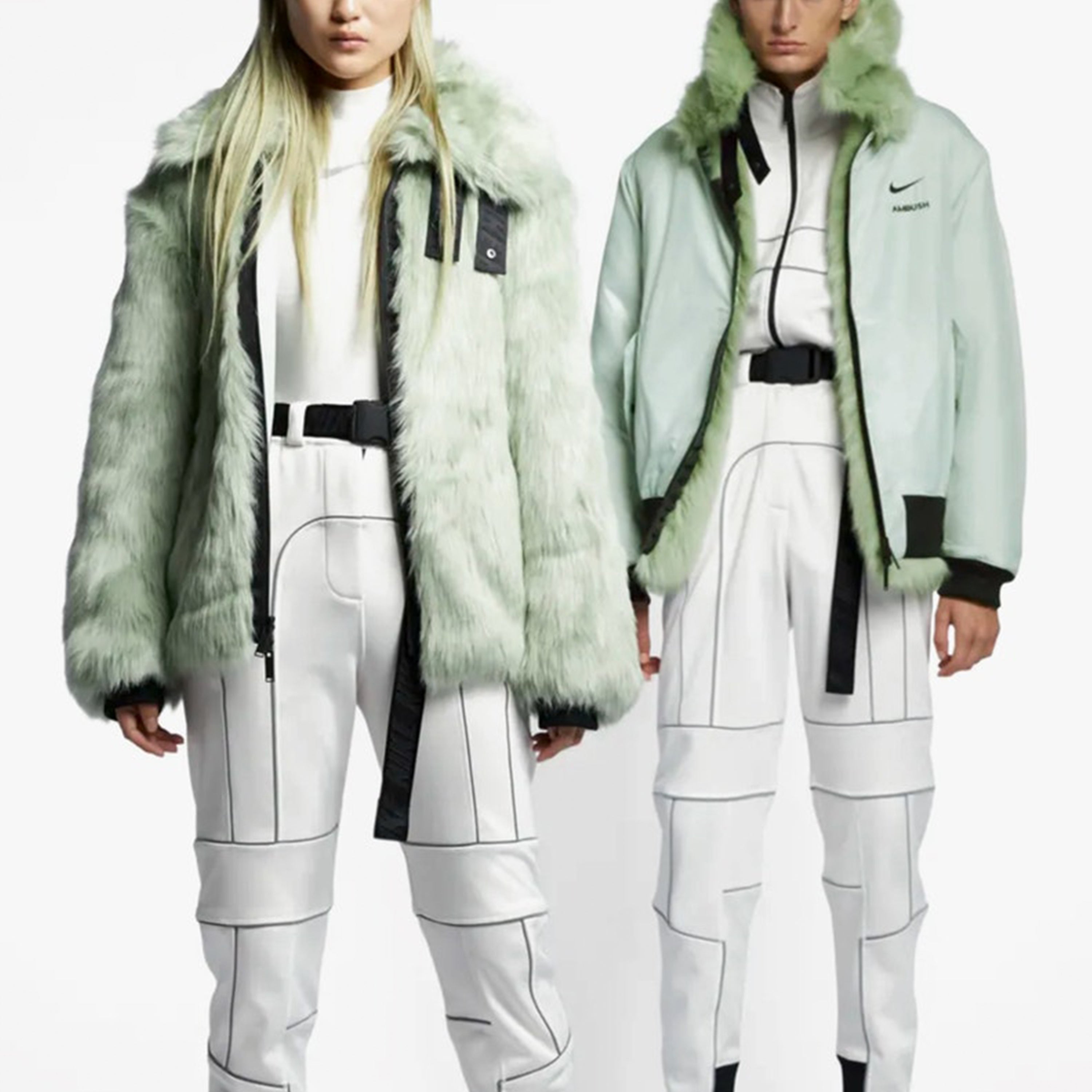 Куртка двусторонняя Nike x Ambush Faux Fur Nrg Ca fur Couple Style Unisex, зеленый — фото 3
