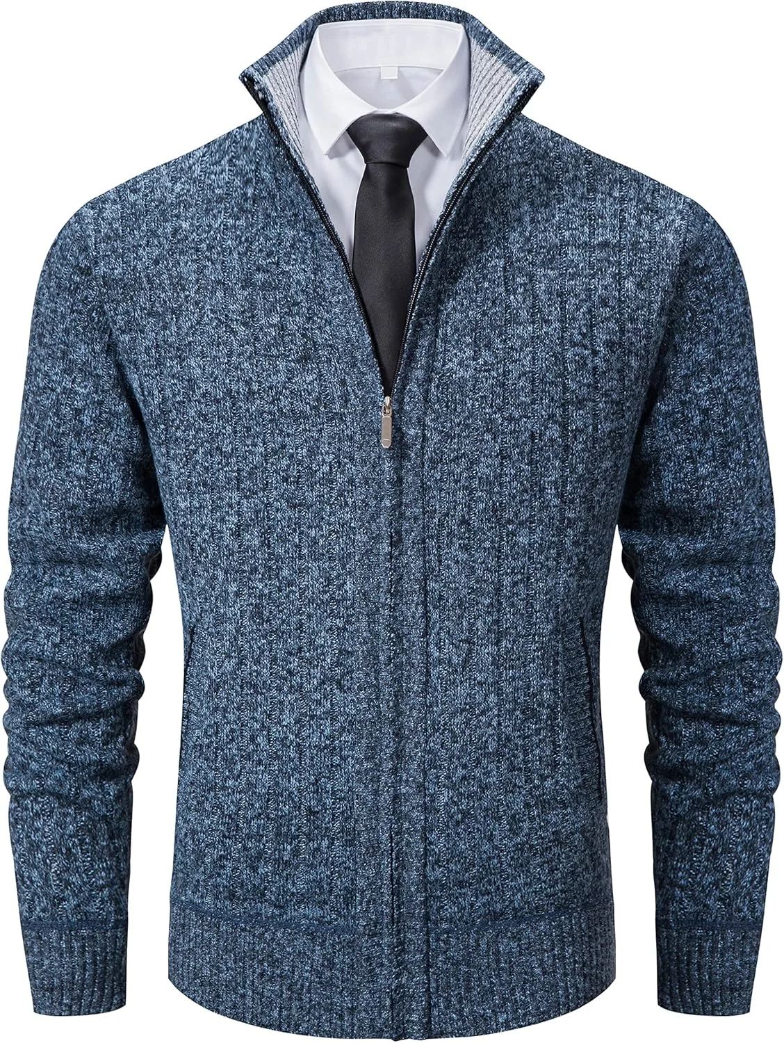 

Кардиган мужской Slim Fit с воротником-стойкой и карманами Vcansion