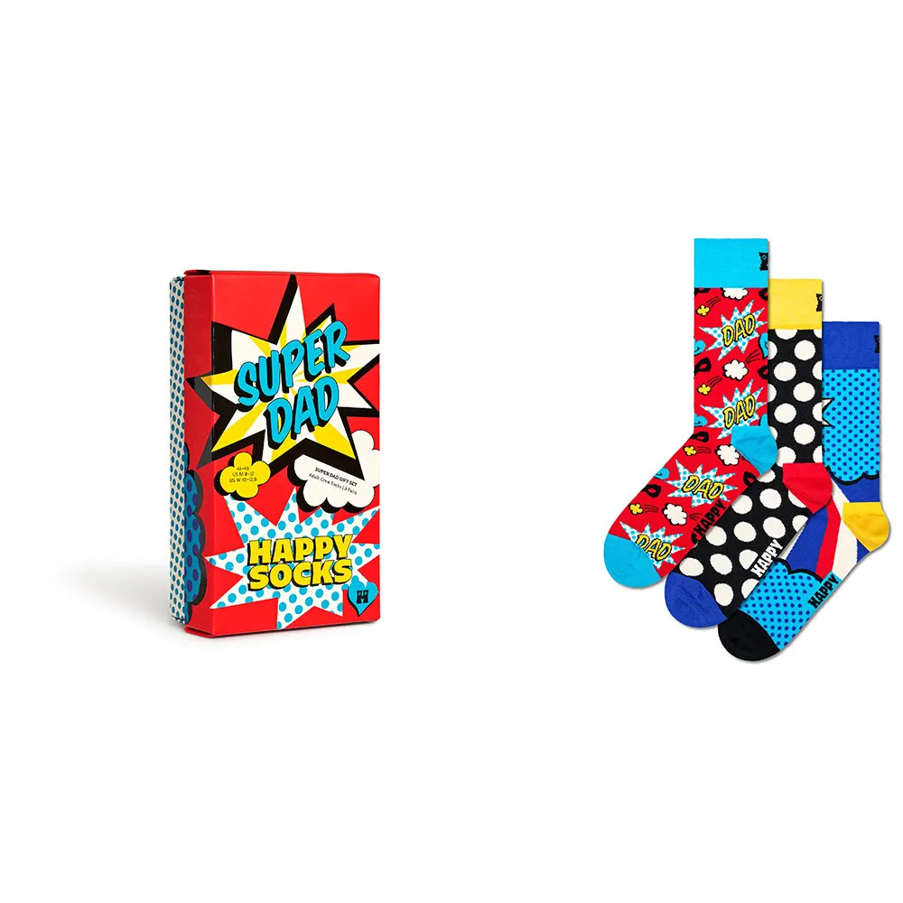 

Носки 3 шт Happy Socks Super dads gift set crew, разноцветный