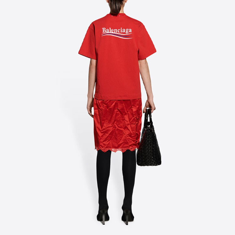 Платье женское Balenciaga с короткими рукавами, красный — фото 4