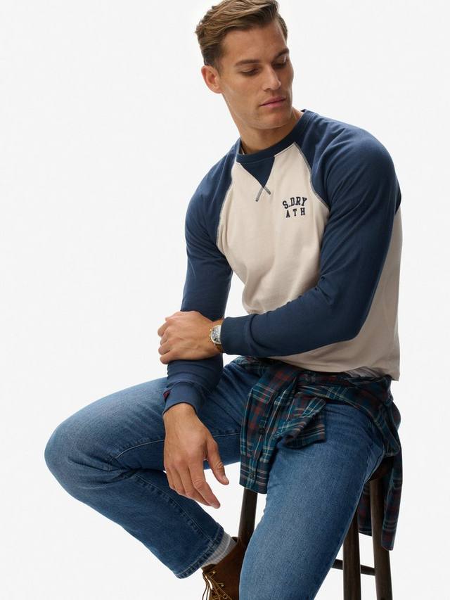 Винтажный бейсбольный свитшот Superdry, White Sand/Navy — фото 4