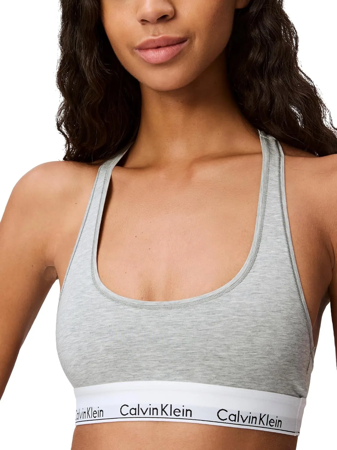 Бюстгальтер Calvin Klein Womens Modern Cotton Unlined Wireless Bralette, серый меланж