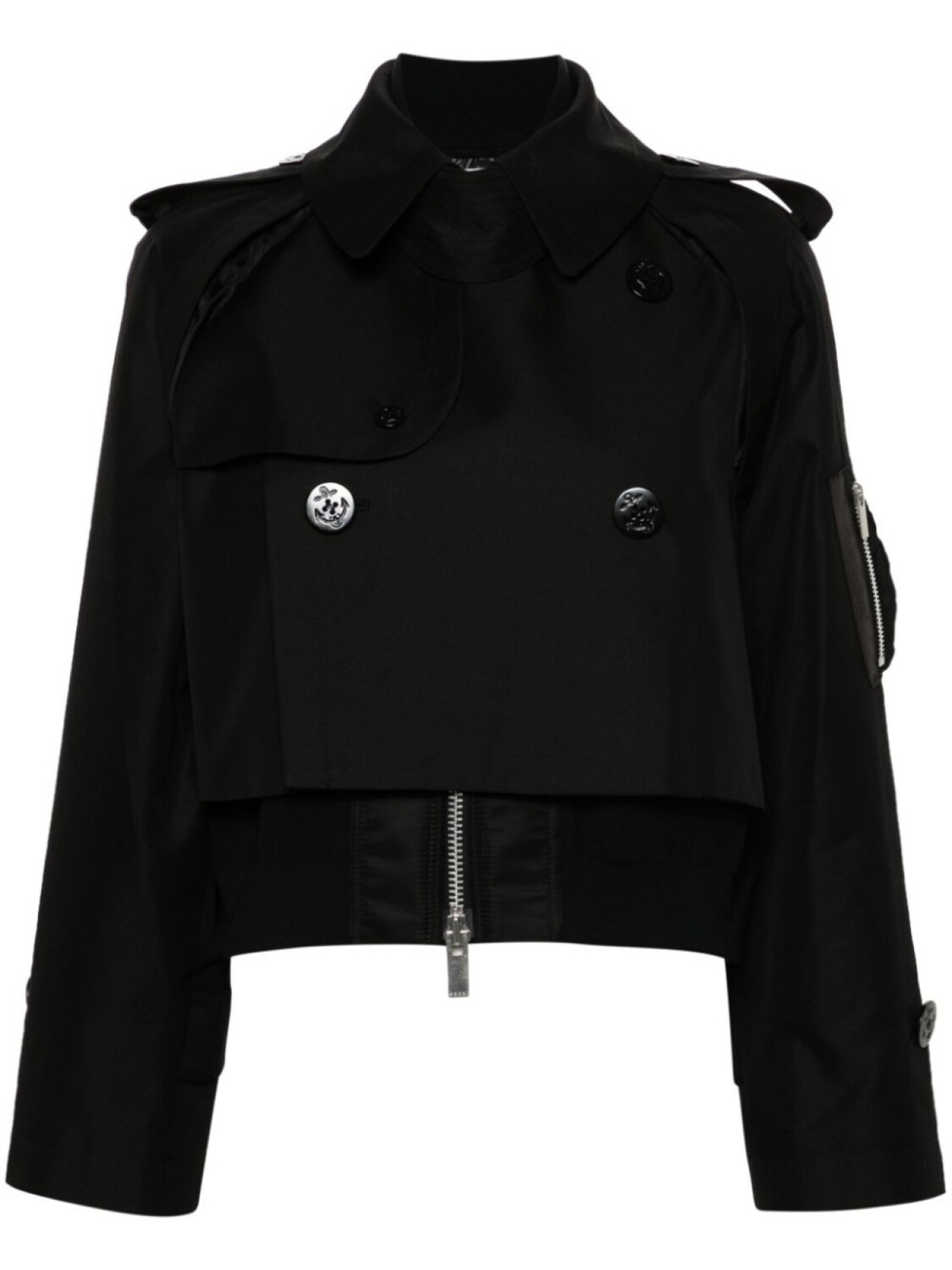 

Sacai многослойная укороченная куртка, черный