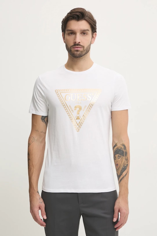 

Хлопковая футболка Guess, белый