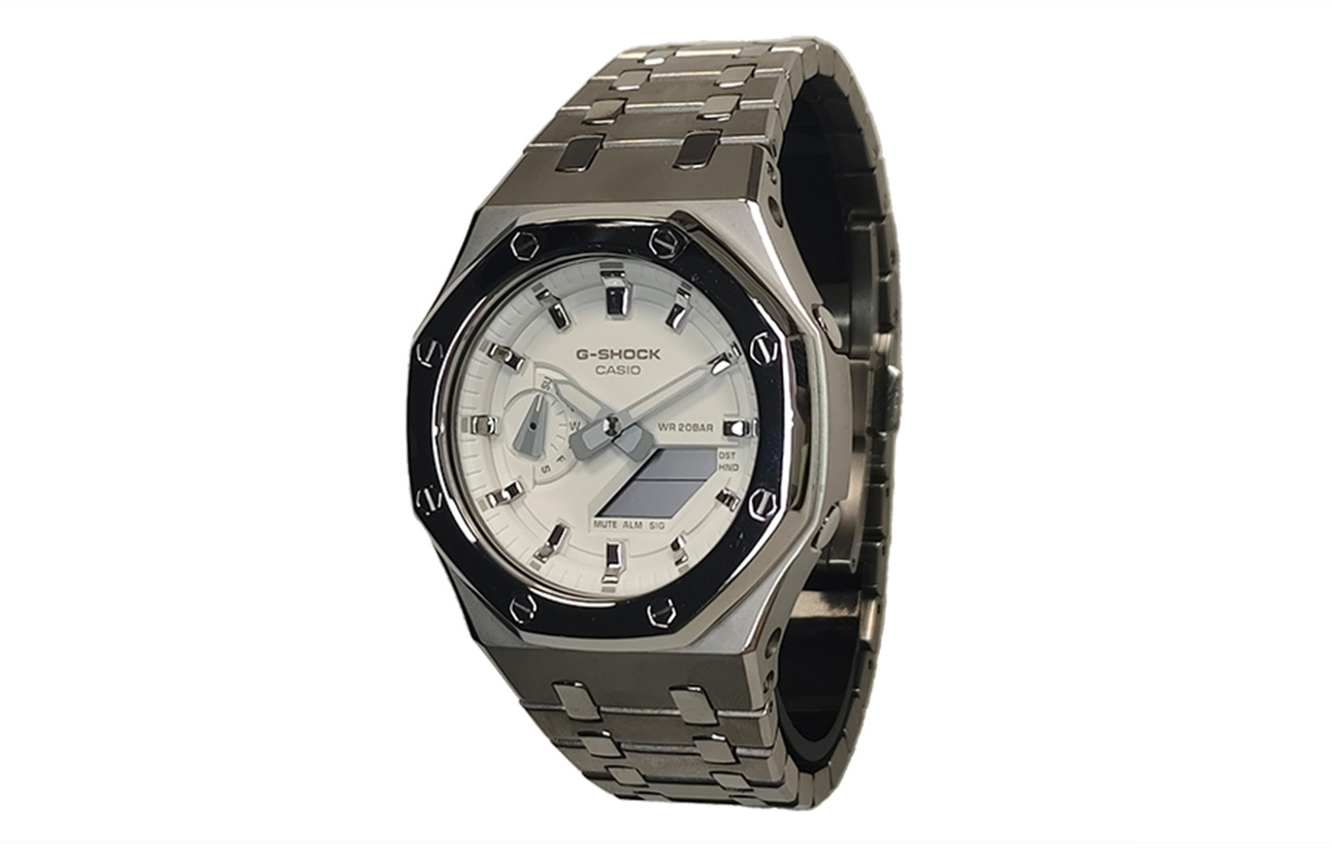 

Мужские часы CASIO Liquid Crystal/Analog Dual Display Series 44 мм белые
