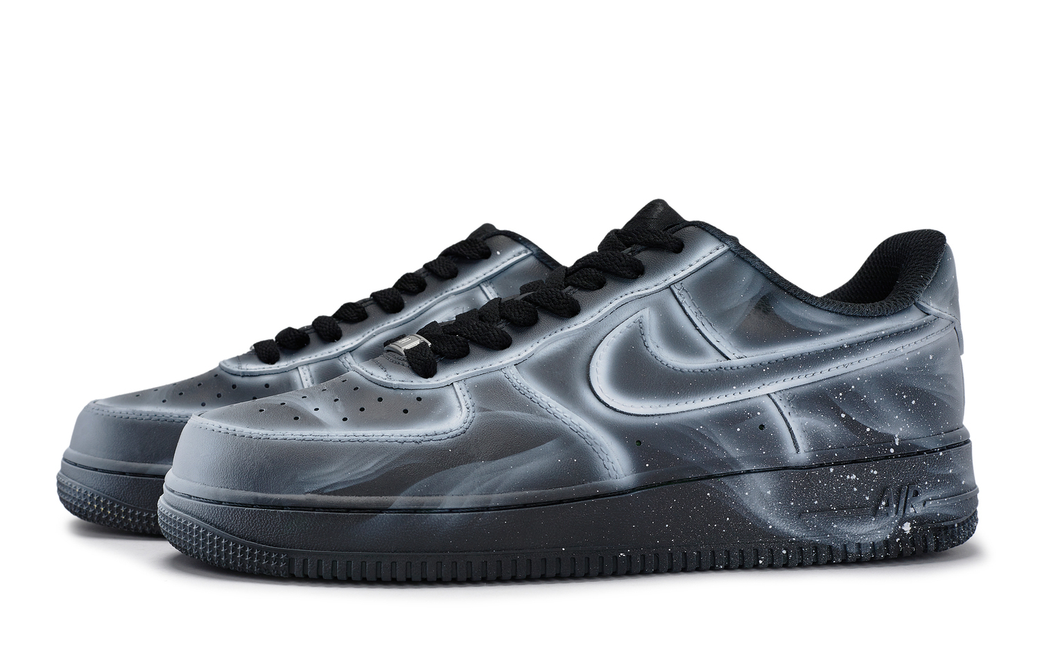 Nike Air Force 1 Антискользящие Износостойкие Низкие Кроссовки для Скейтбординга Унисекс Черный Белый Серый — фото 4