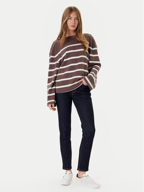 Блузка relaxed fit Gold Button WW0WW45760 Tommy Hilfiger, коричневый — фото 2