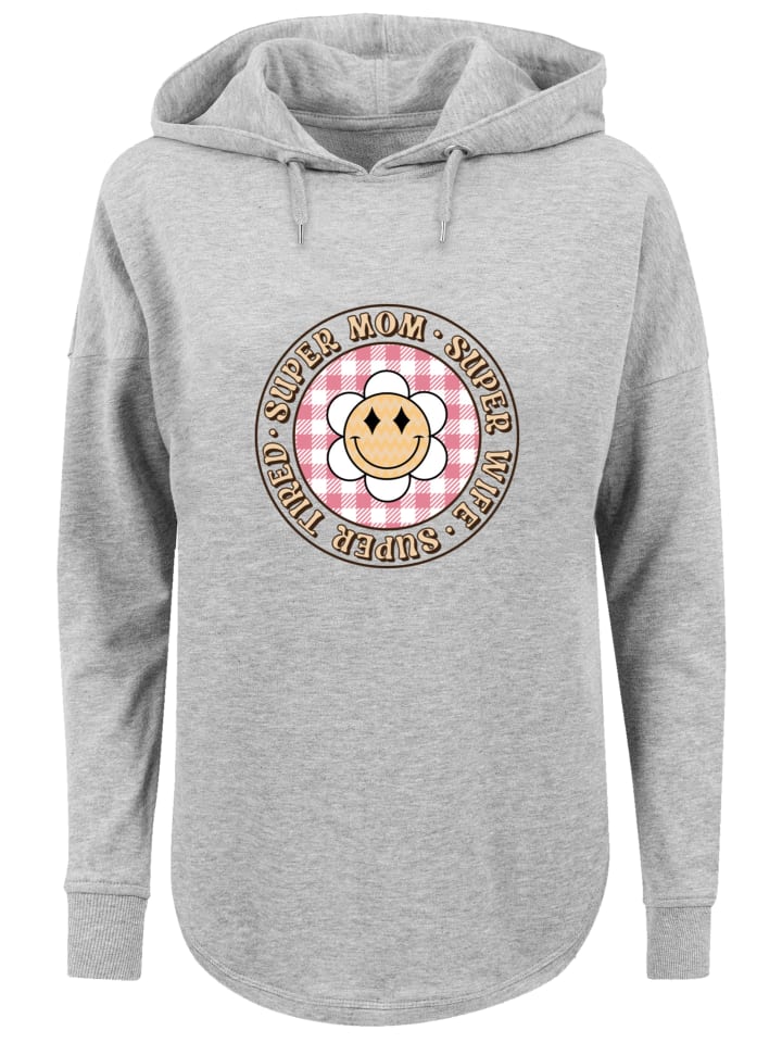 

Толстовка свободного кроя, День матери, очень уставшая мама, ретро-цветочный рисунок в сером цвете F4NT4STIC