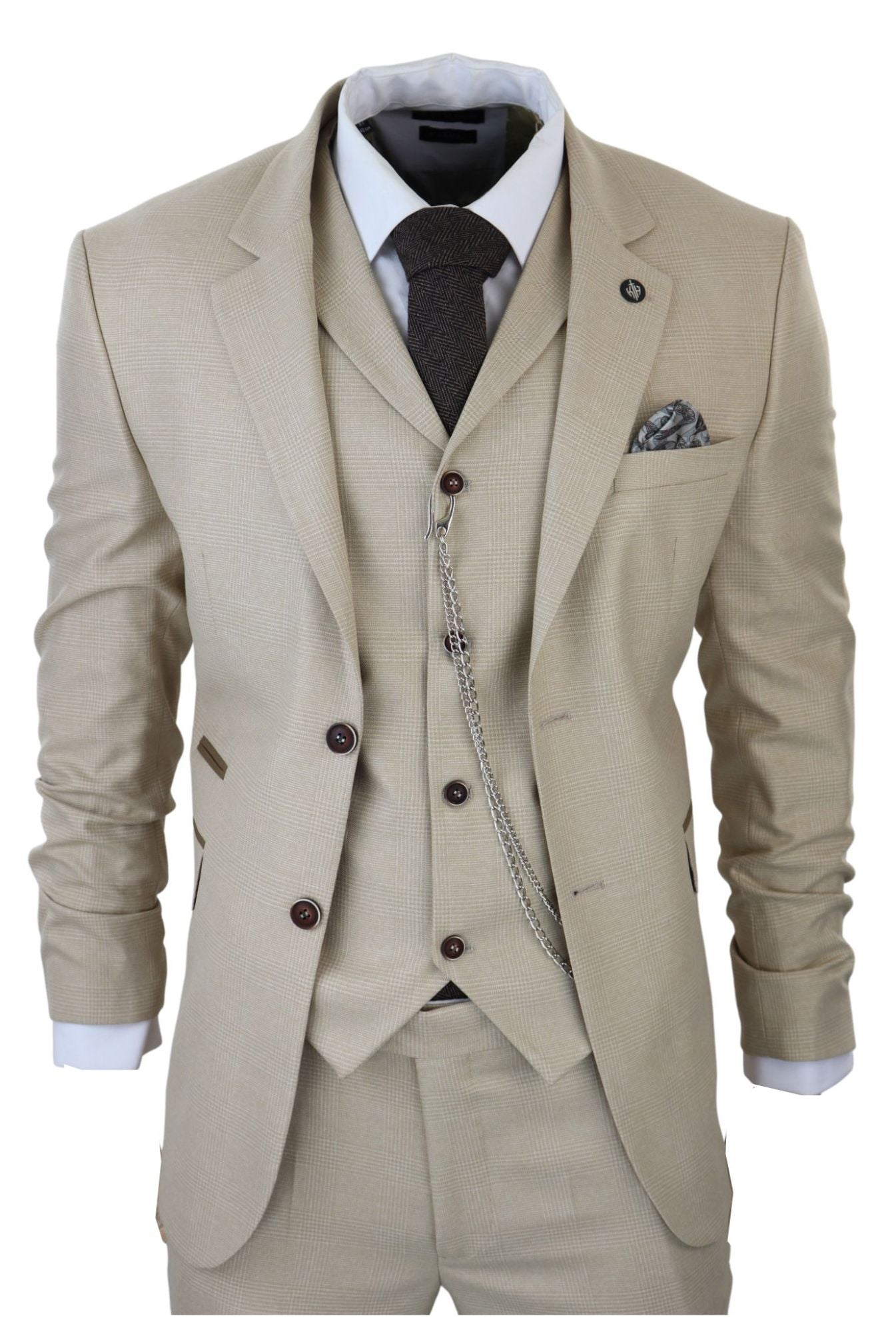 

AK-08 Твидовый костюм-тройка в елочку TruClothing, кремовый