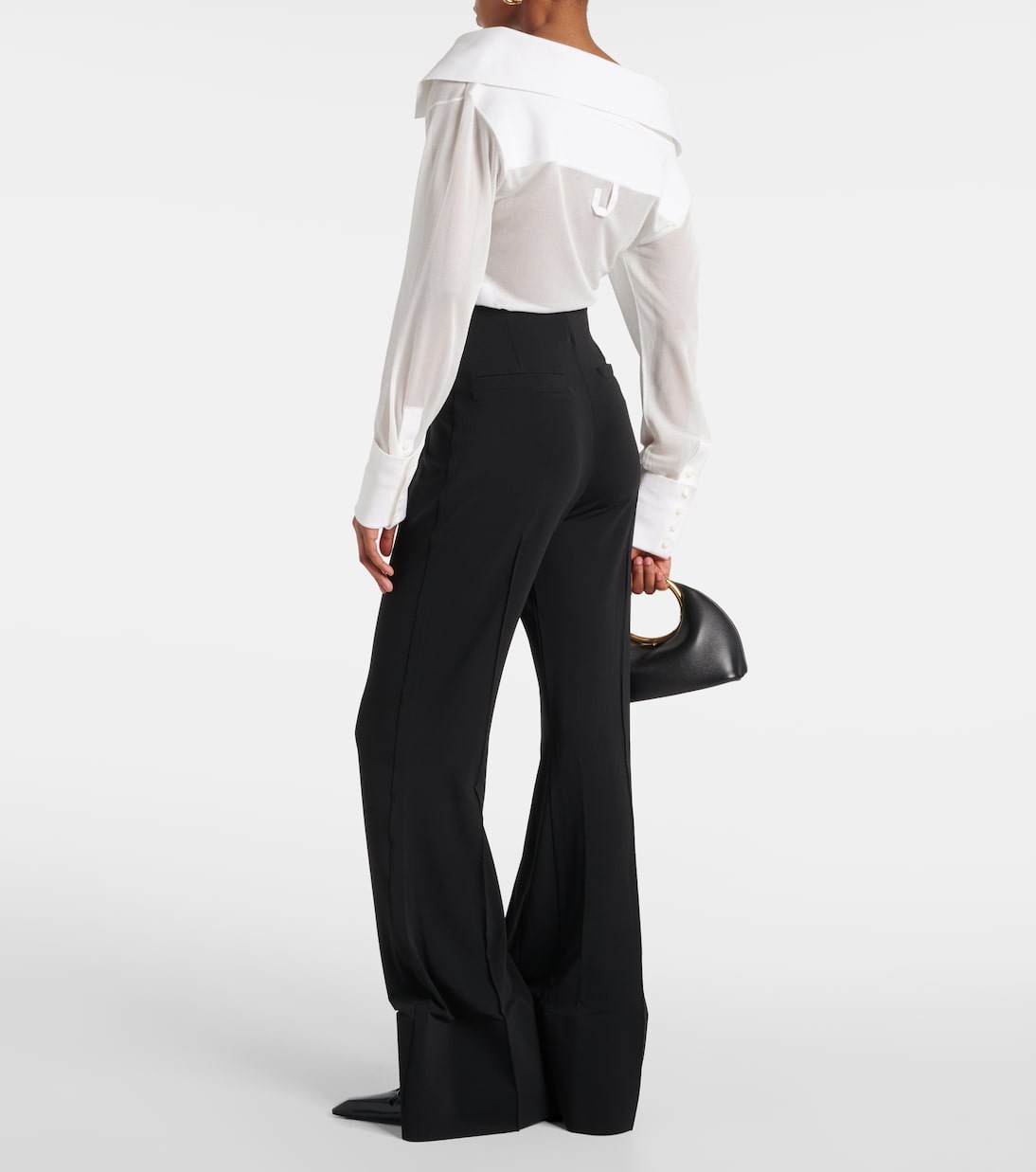 Расклешенные брюки с высокой талией Le Pantalon Apollo Jacquemus, черный — фото 3