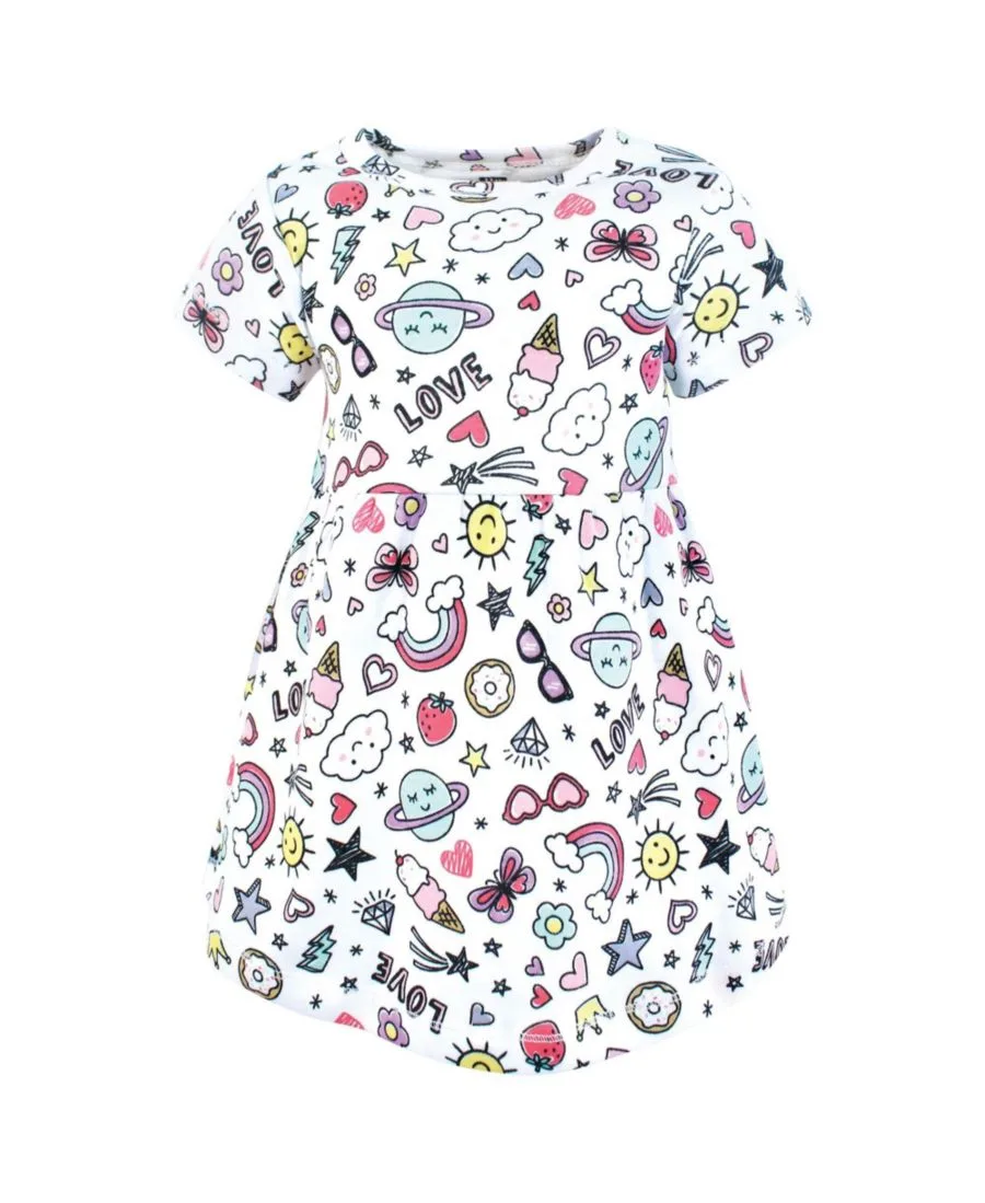 Комплект из двух платьев (двух пар) Hudson Baby, розовый doodles — фото 3