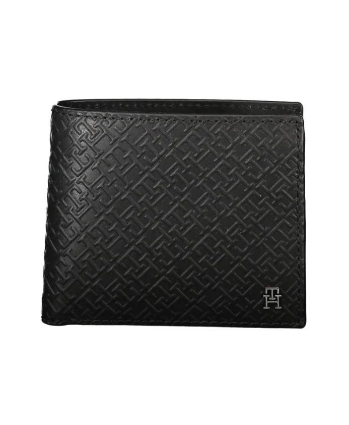 

Классический кожаный кошелек с отделением для монет и слотами для карт. Tommy Hilfiger, черный