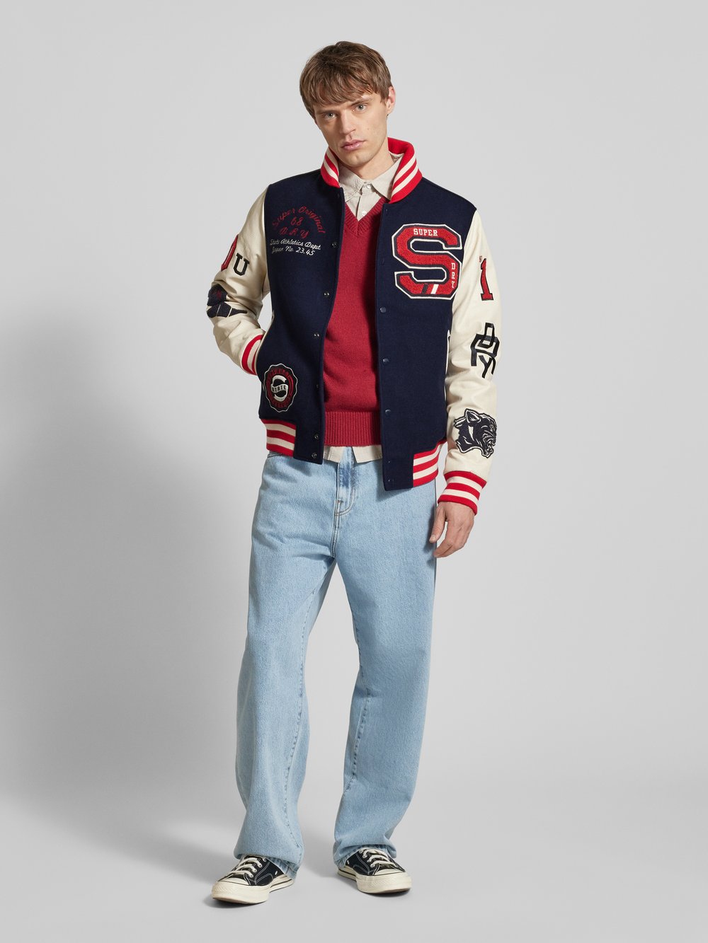

Пиджак из смесовой шерсти с воротником-стойкой Superdry