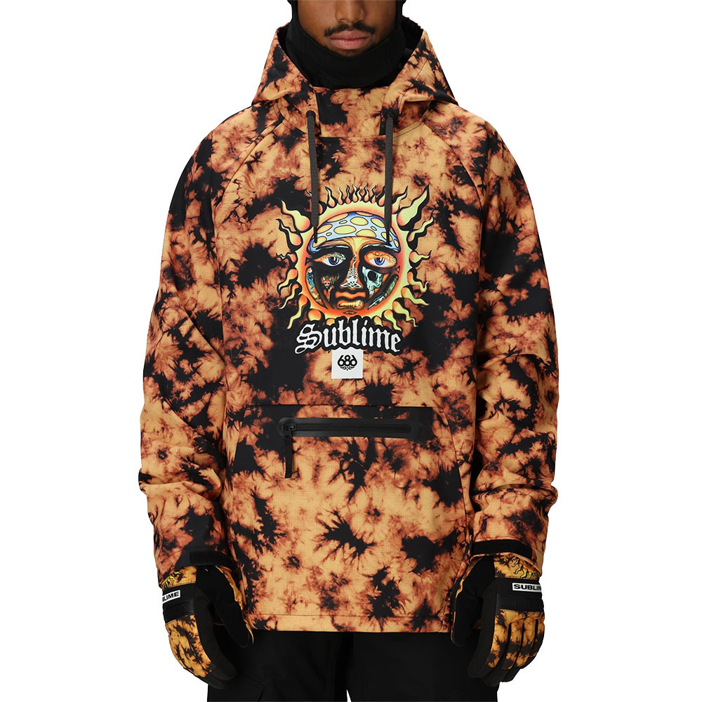 

686 Водонепроницаемая толстовка с капюшоном X Sublime (мужская), Sublime Orange Tie Dye, Оранжевый, 686 Водонепроницаемая толстовка с капюшоном X Sublime (мужская), Sublime Orange Tie Dye