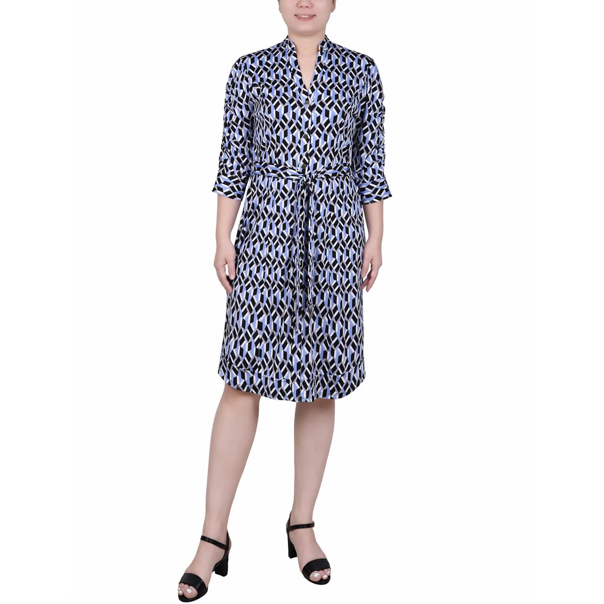 

Женское платье-рубашка миди без воротника NY Collection, цвет serenity blue