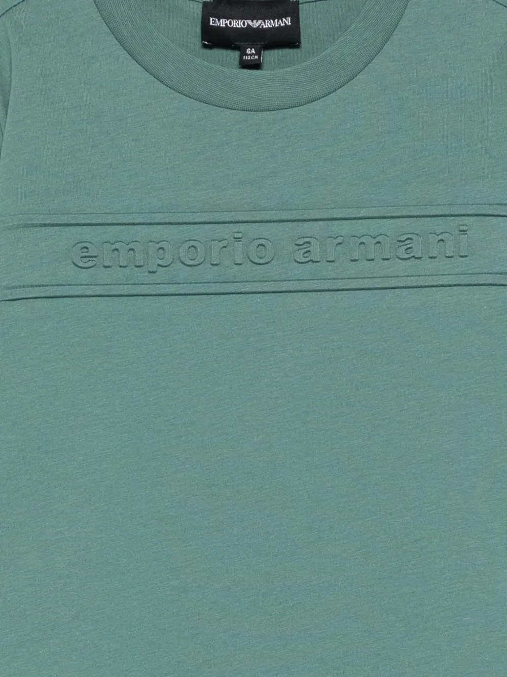 Хлопковая футболка с тисненым логотипом Emporio Armani Kids, зеленый — фото 3