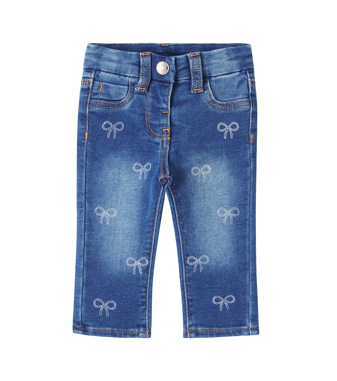 

Джинсы с бантиками для малышей Monnalisa, Blu Stone Denim