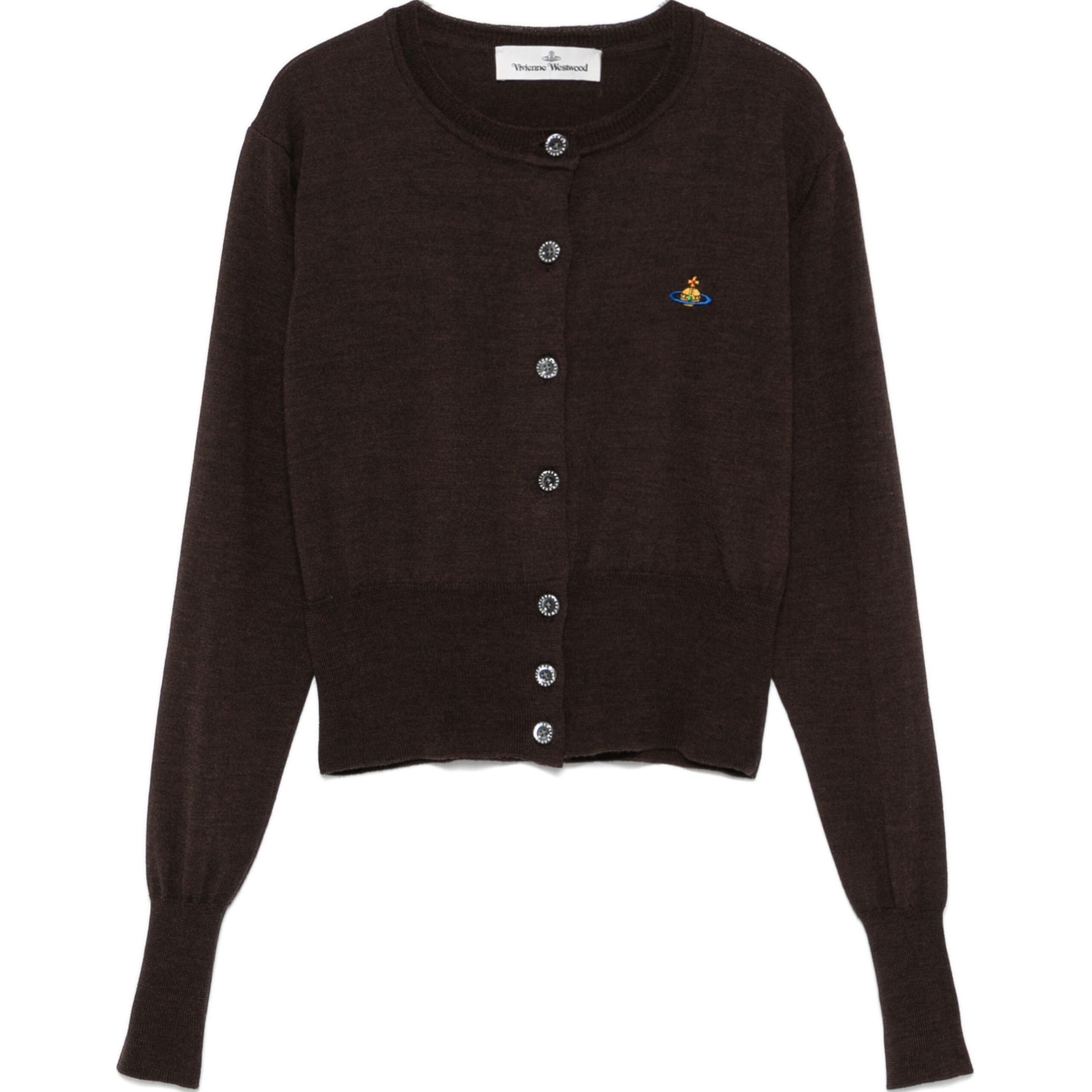 

Кардиган укороченный с вышивкой Orb Vivienne Westwood, кофейный