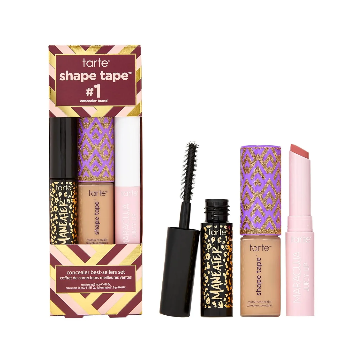 Набор бестселлеров Tarte Shape Tape - консилер Shape Tape, увлажняющий блеск для губ и тушь для ресниц, придающая объем, стойкость и длину. Не тестируется на животных., 35N medium & rose