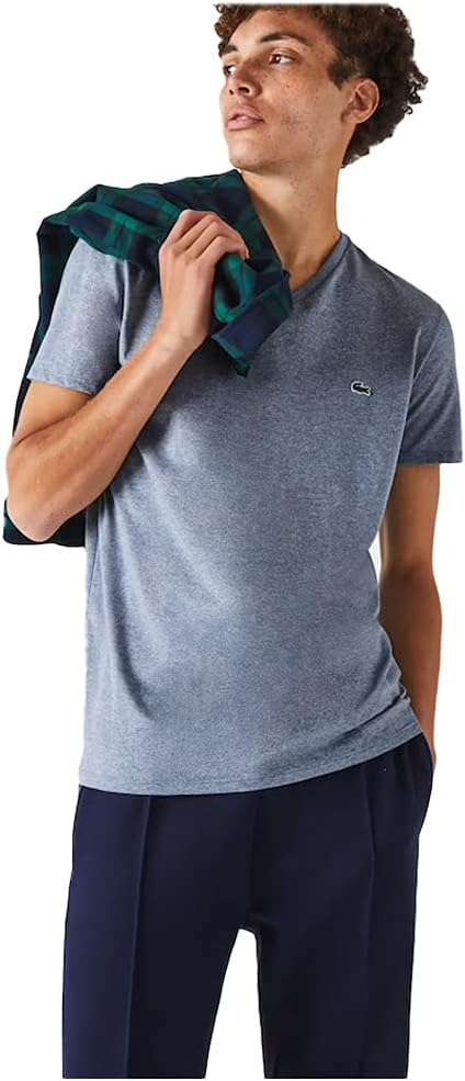 

Мужская футболка Lacoste с коротким рукавом и V-образным вырезом из хлопкового джерси Pima, Light Indigo Blue, Синий, Мужская футболка Lacoste с коротким рукавом и V-образным вырезом из хлопкового джерси Pima, Light Indigo Blue
