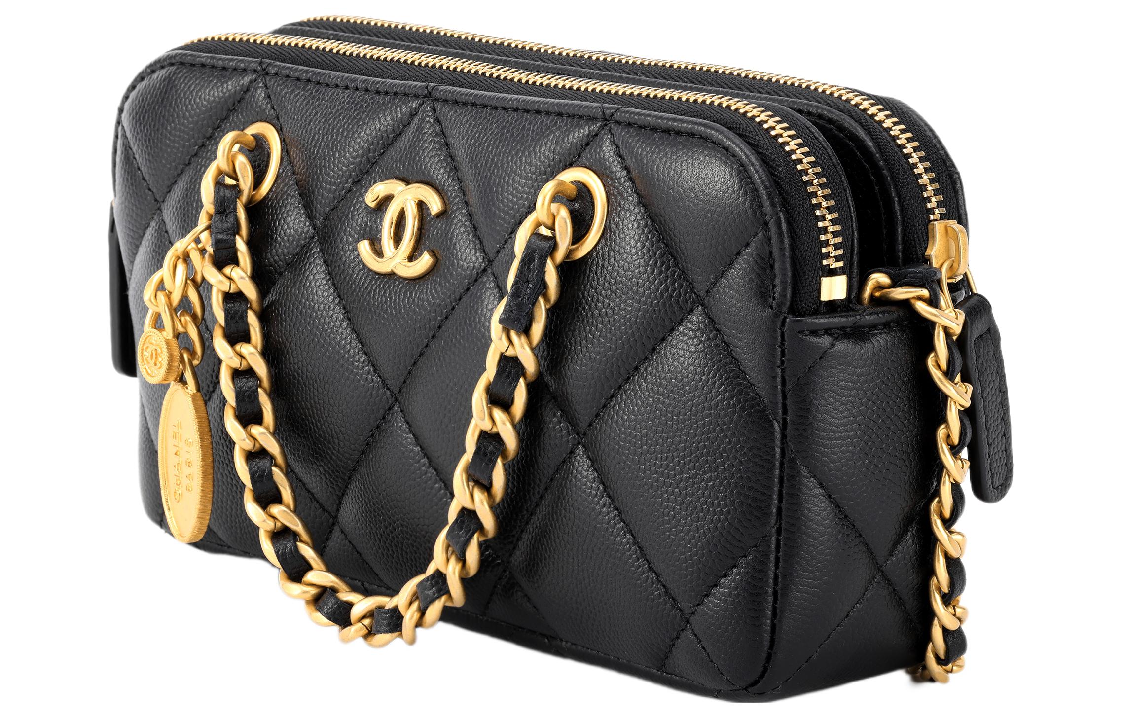 CHANEL Кожаная сумка для телефона через плечо женская черная — фото 2