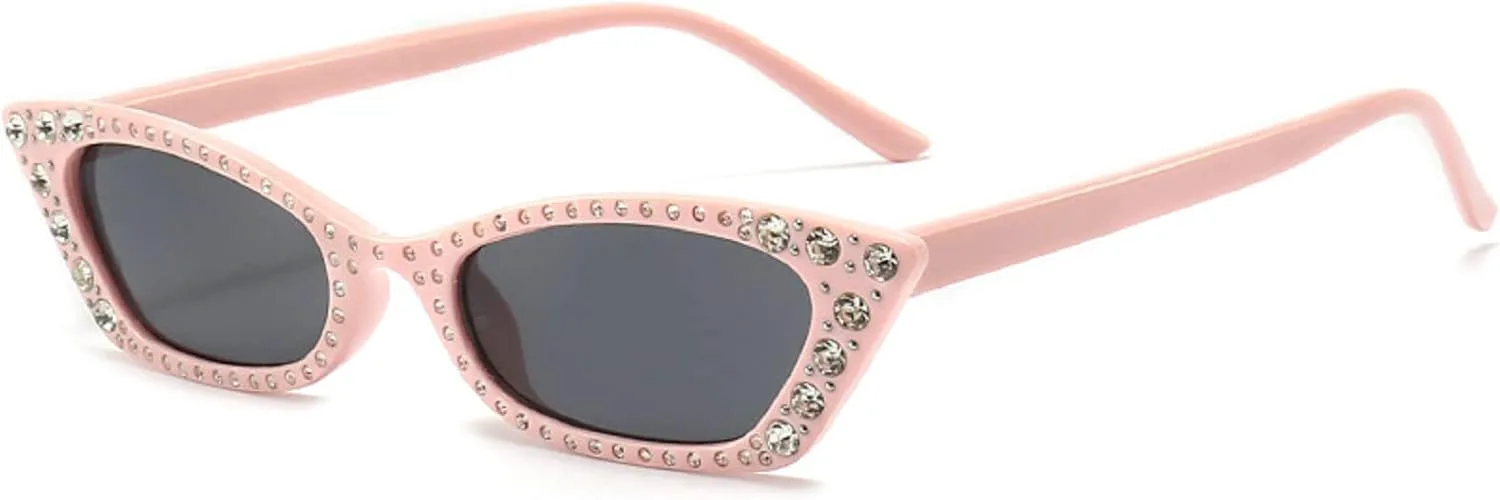 

Модные солнцезащитные очки в форме «кошачий глаз» с бриллиантами, роскошные дизайнерские квадратные солнцезащитные очки со стразами для женщин mincl, Pink