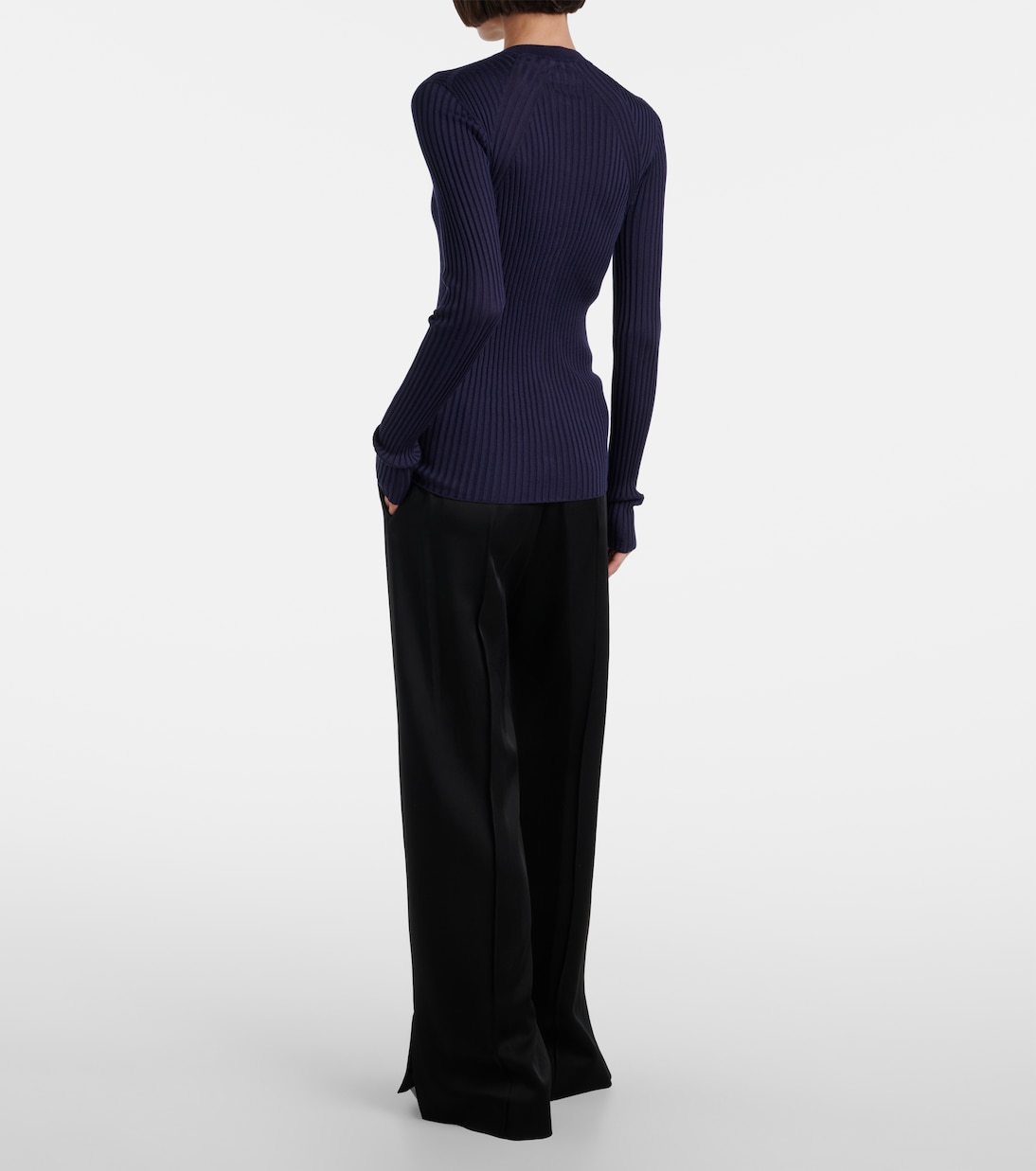 Кардиган из ребристого шелкового джерси Jil Sander, Midnight — фото 3