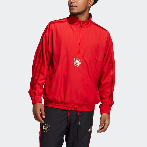 Куртка adidas Cny Dm Po Basketball Casual Sports Half Zipper Jacket Red, красный — фото 3