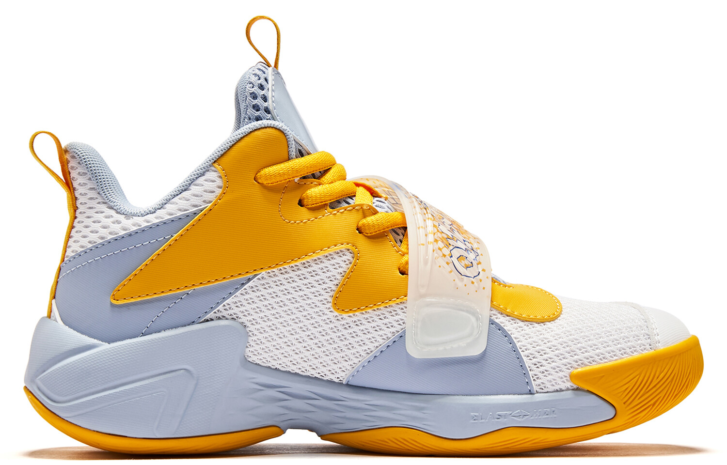 Детские баскетбольные кроссовки GS Mid-top белые/желтые Qiaodan — фото 3
