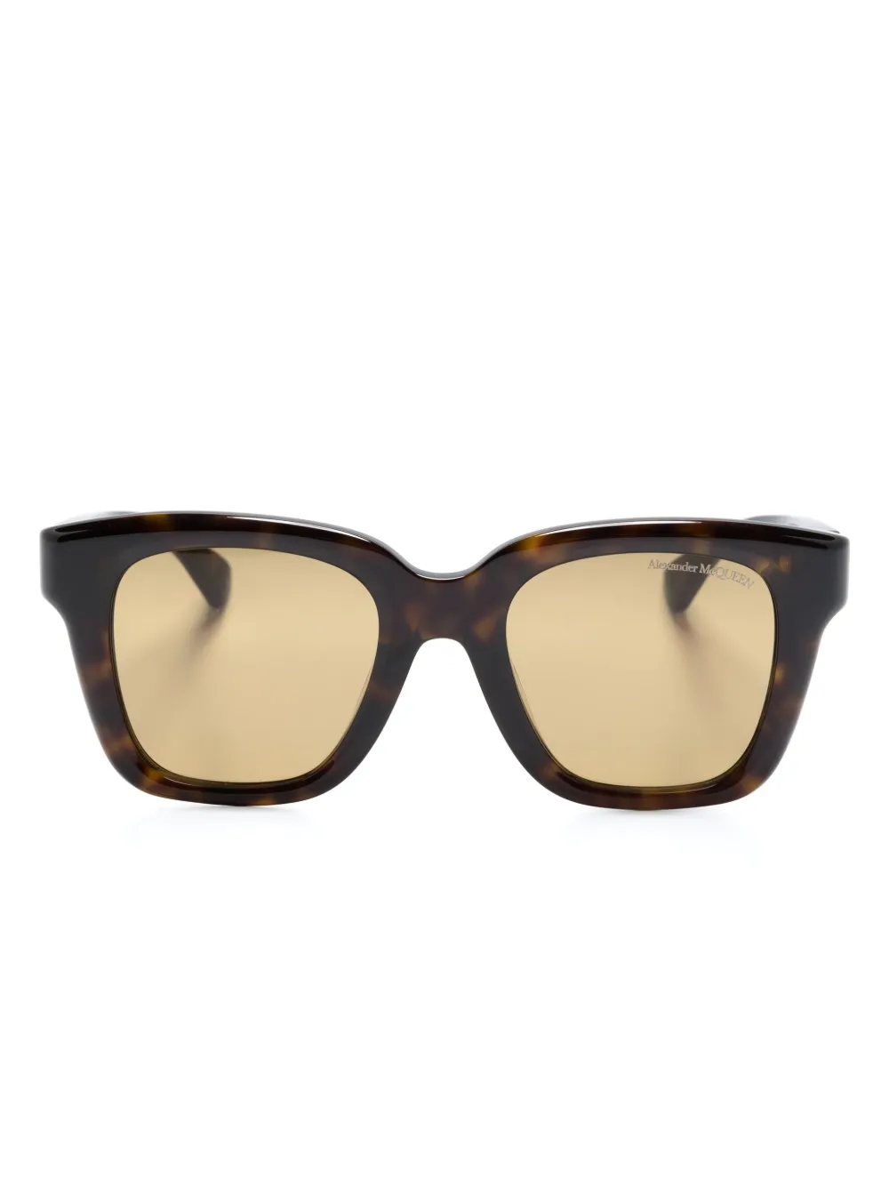 

Солнцезащитные очки в квадратной оправе черепаховой расцветки Alexander McQueen Eyewear, коричневый