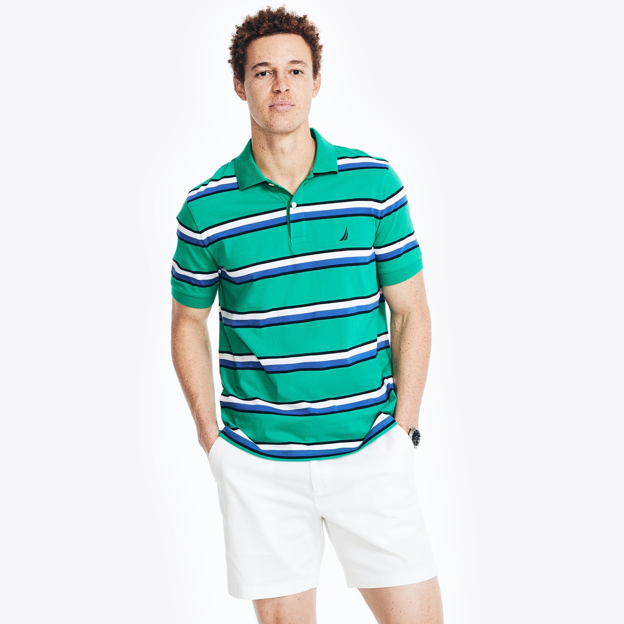 

Полосатая рубашка классического кроя Nautica, цвет pepper green
