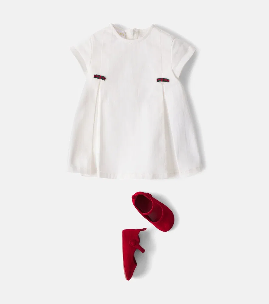 Детское плиссированное джинсовое платье Gucci Kids, белый — фото 2