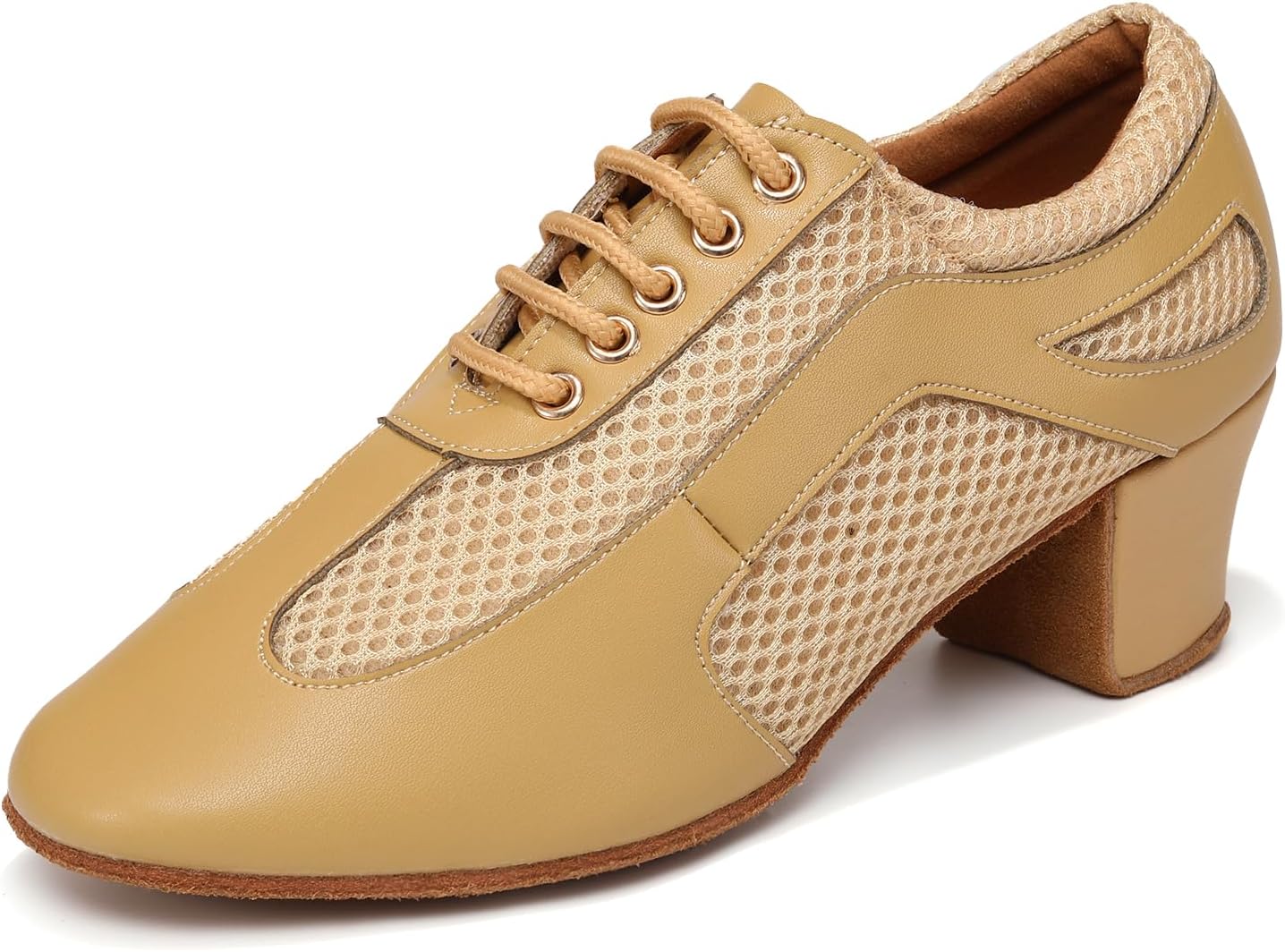 

Латиноамериканские танцевальные туфли для женщин с шнуровкой, для бальных и современных танцев, сальсы, для обучения, практики и профессиональных выступлений, с низким каблуком 4 см Vcixxvce, коричневый