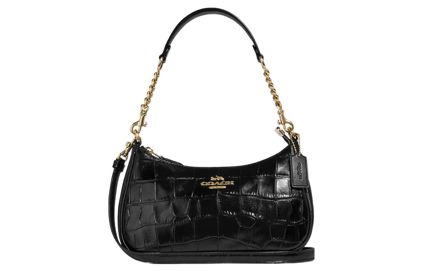 

Сумка через плечо Teri из кожи с тиснением под крокодила, женская, однотонная черная COACH