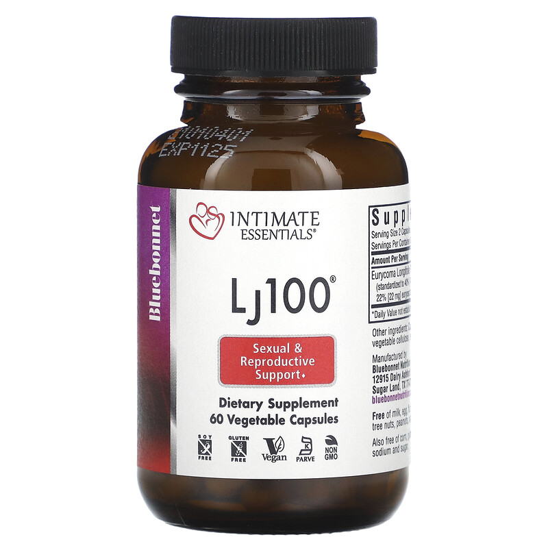 

Bluebonnet Nutrition, Intimate Essentials, Lj100, 100 мг, 60 растительных капсул (50 мг на капсулу)