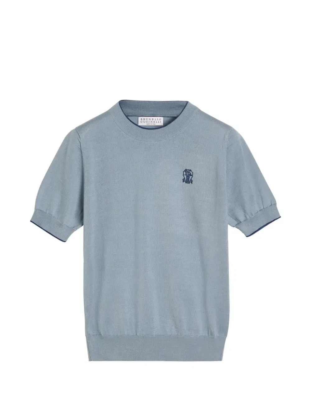 Легкая хлопковая вязаная футболка с логотипом Brunello Cucinelli Kids, синий