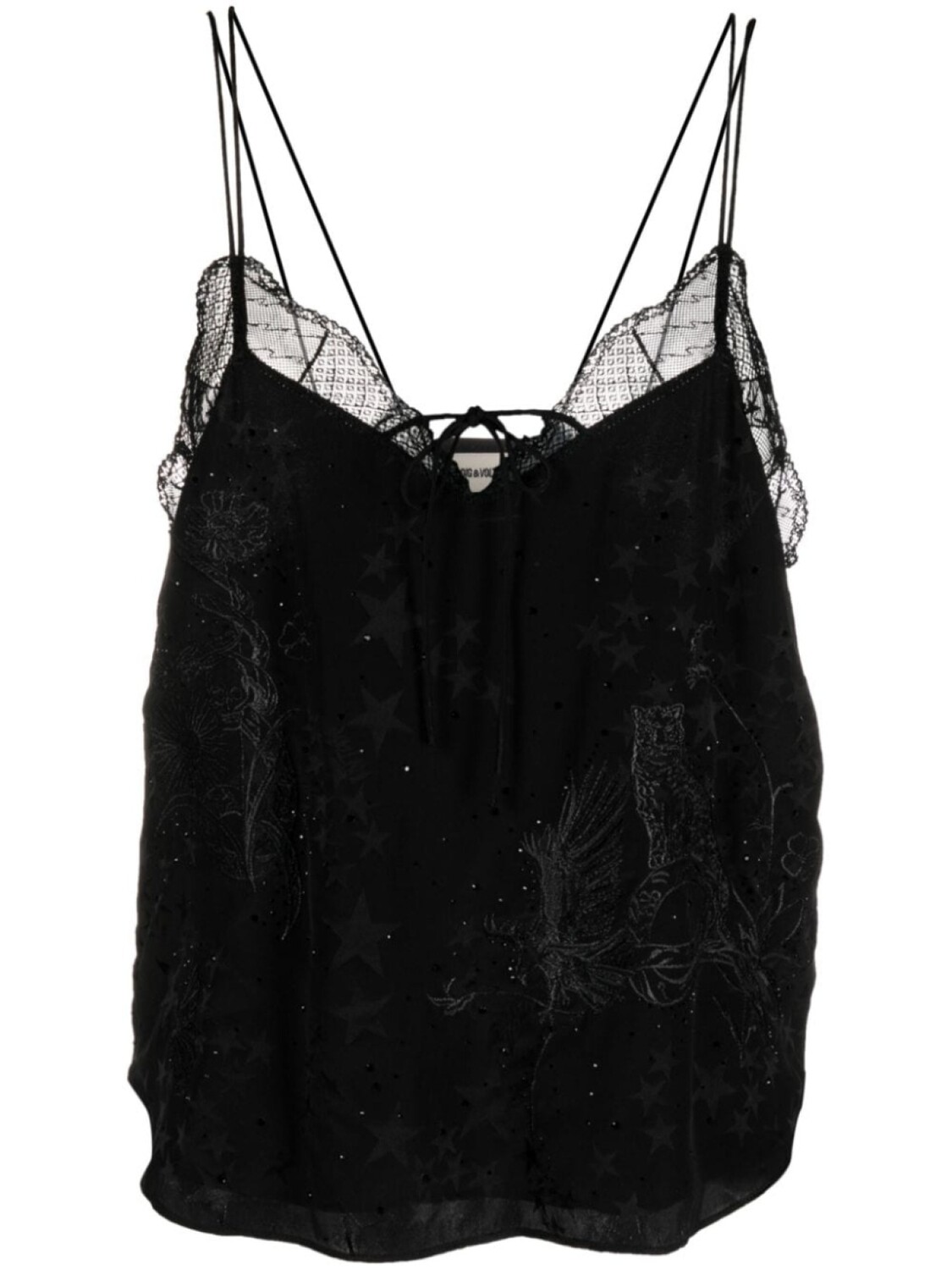 

Zadig&Voltaire шелковый топ Capela Jac Stars, черный