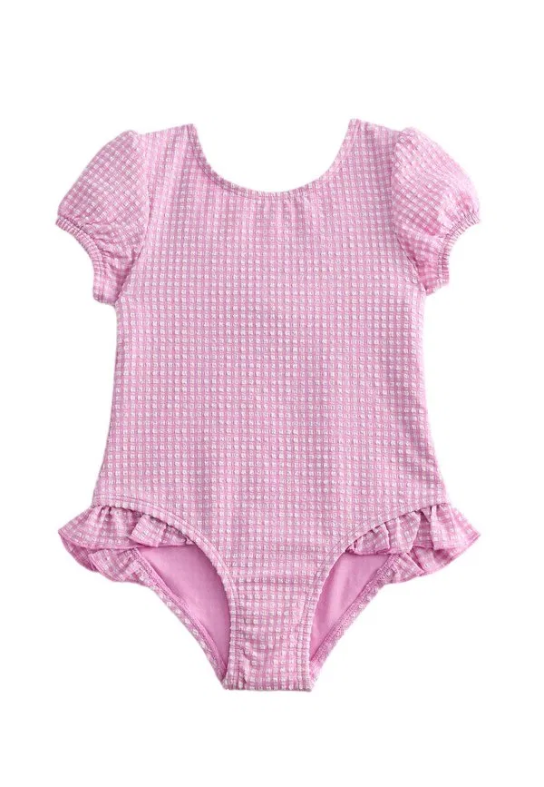 Купальник из сирсакера с оборками в клетку Marks & Spencer, Pink
