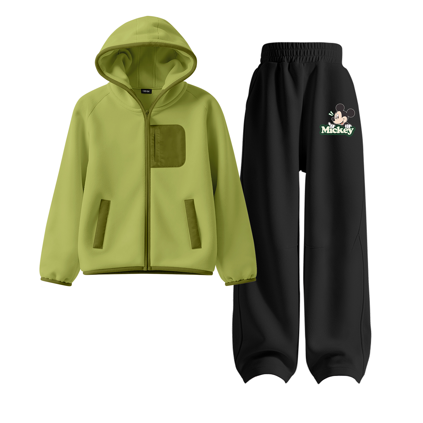 Детская повседневная спортивная одежда Disney, Solid Color Matcha Green+Dihalo K Brown Coffee — фото 3