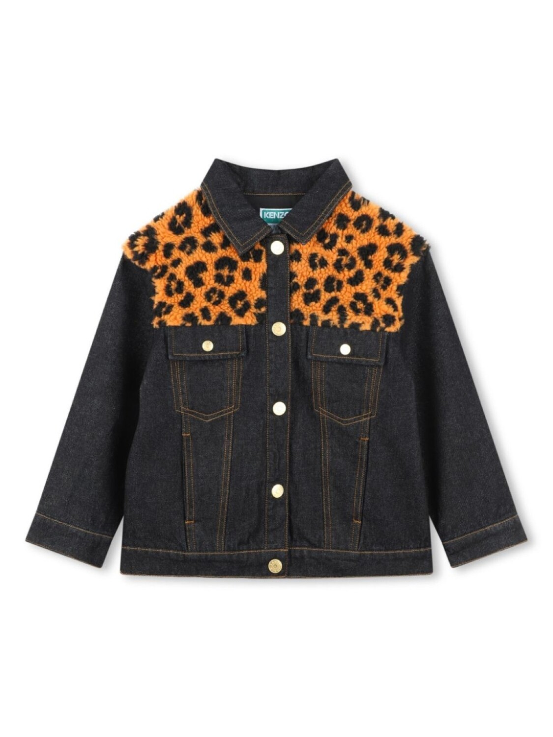 

Kenzo Kids джинсовая куртка с леопардовым принтом, синий